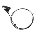 Black hood release cable with pull handle and mounting bracket