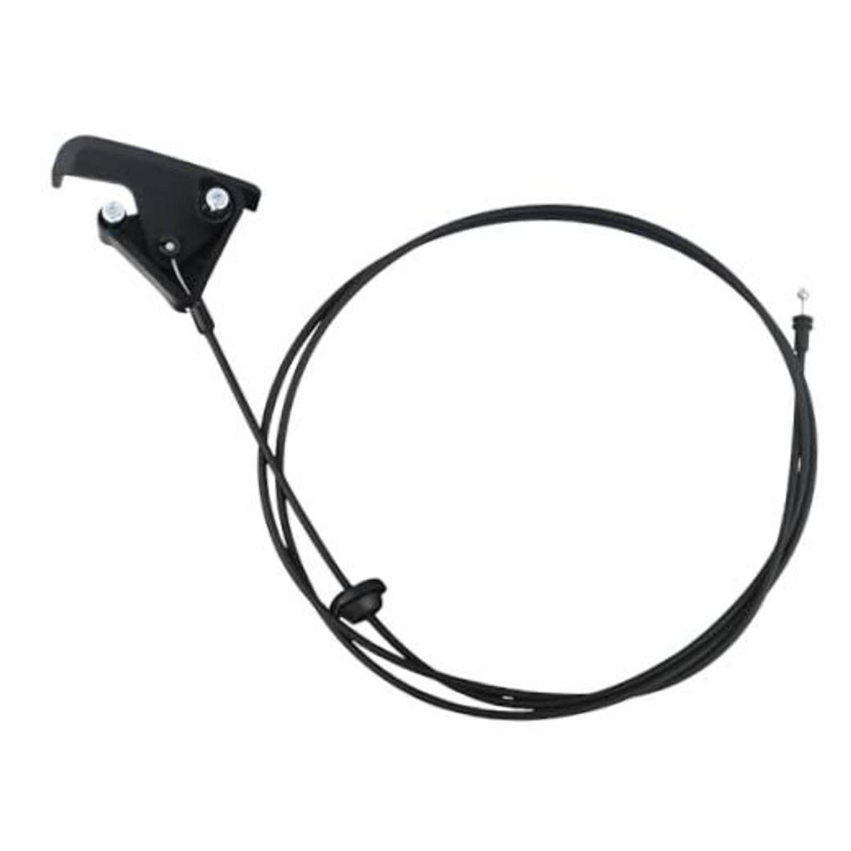 Black hood release cable with pull handle and mounting bracket