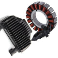 Motorcycle stator and regulator rectifier with copper windings and black rectifier box