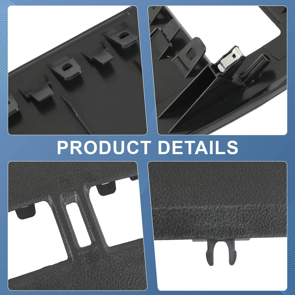 Dark gray bezel lid detail with clips and textured surface around openings