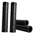 Black rubber bike handlebar grips, textured cylinder design with end caps (2 pcs)