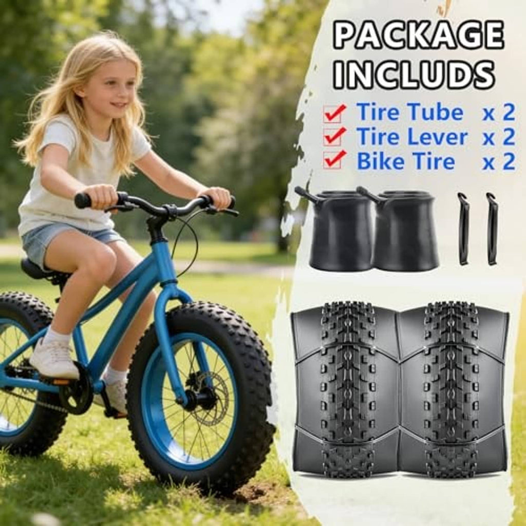 Fat bike tire and inner tube kit: two tires, two tubes, and two tire levers