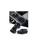 Set of black cup holder inserts with blue trim, shaped for center console cup slots