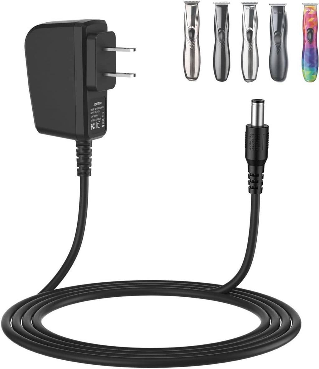 Black AC power charger adapter with two-prong plug and black charging cable