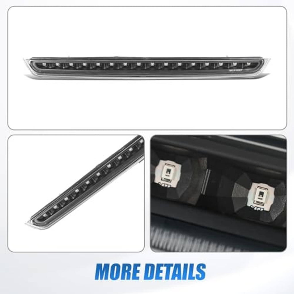 LED third brake light bar with black bezel and clear lens, detail close-up