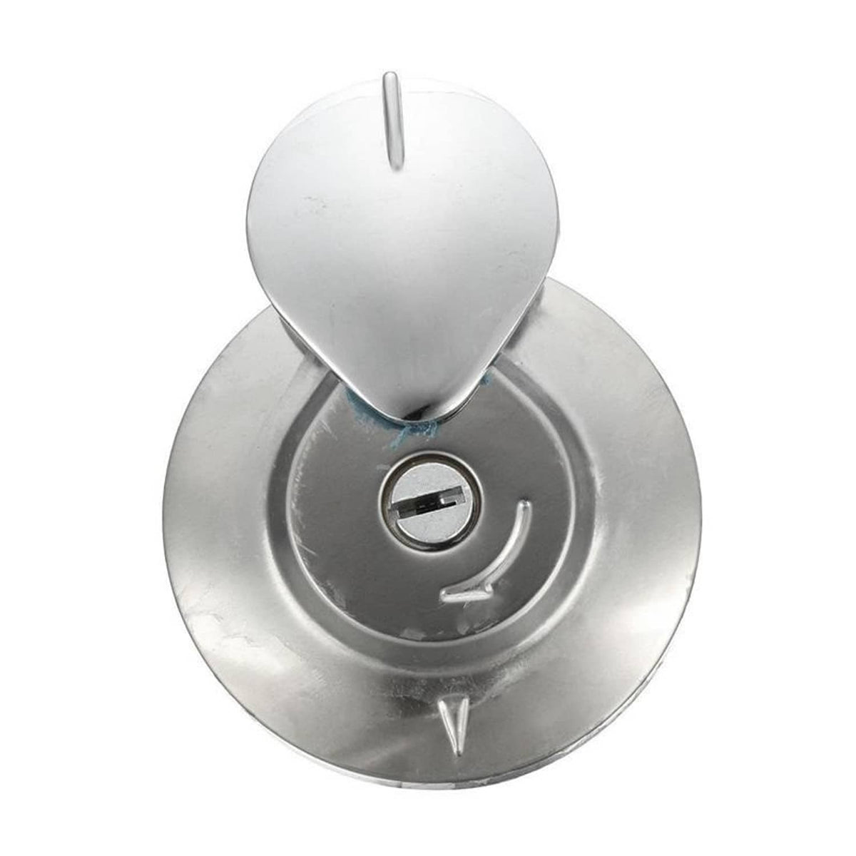 Fuel tank cap cover assembly with lock cylinder and key cutout