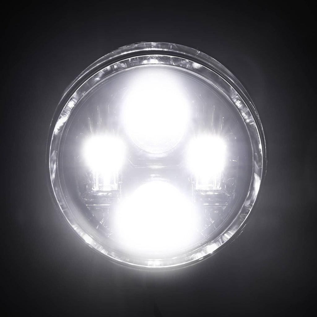 LED bullet headlight illuminated with clear lens and intense white beam