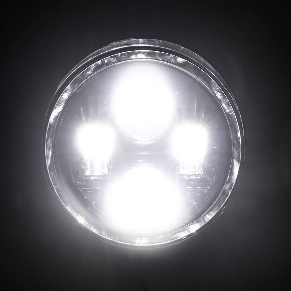 LED bullet headlight illuminated with clear lens and intense white beam