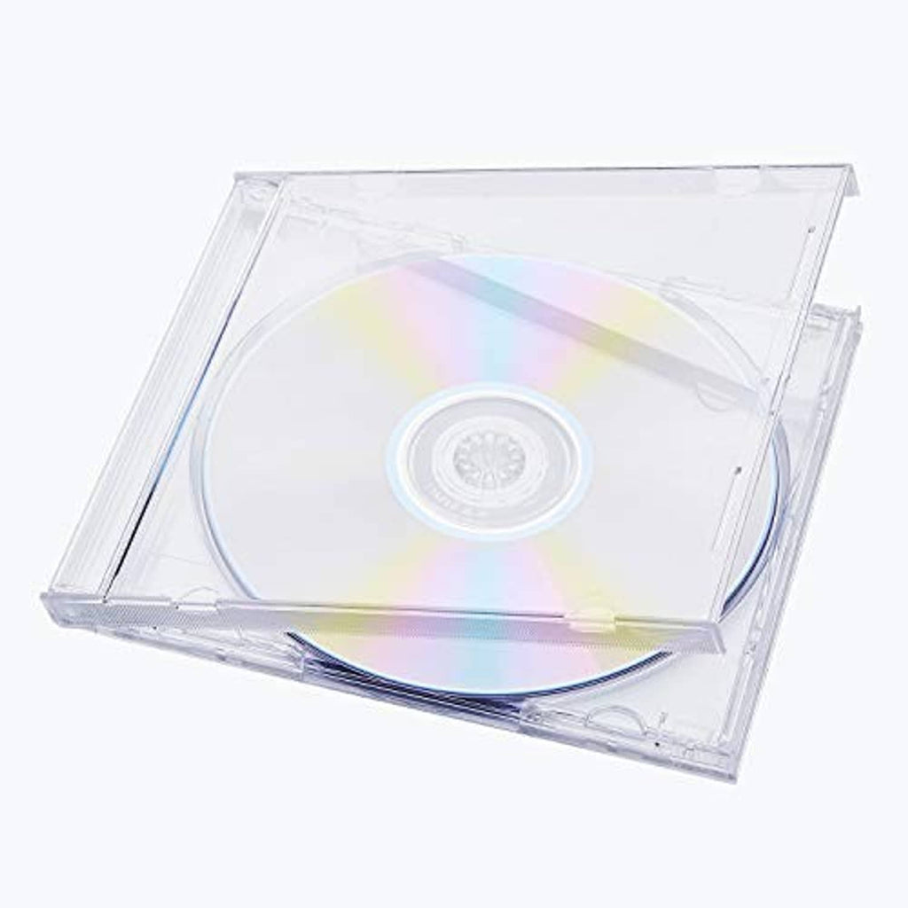 Clear plastic single CD jewel case holding a colorful CD inside the tray
