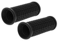 Pair of black bicycle handlebar grips with ribbed non-slip rubber texture