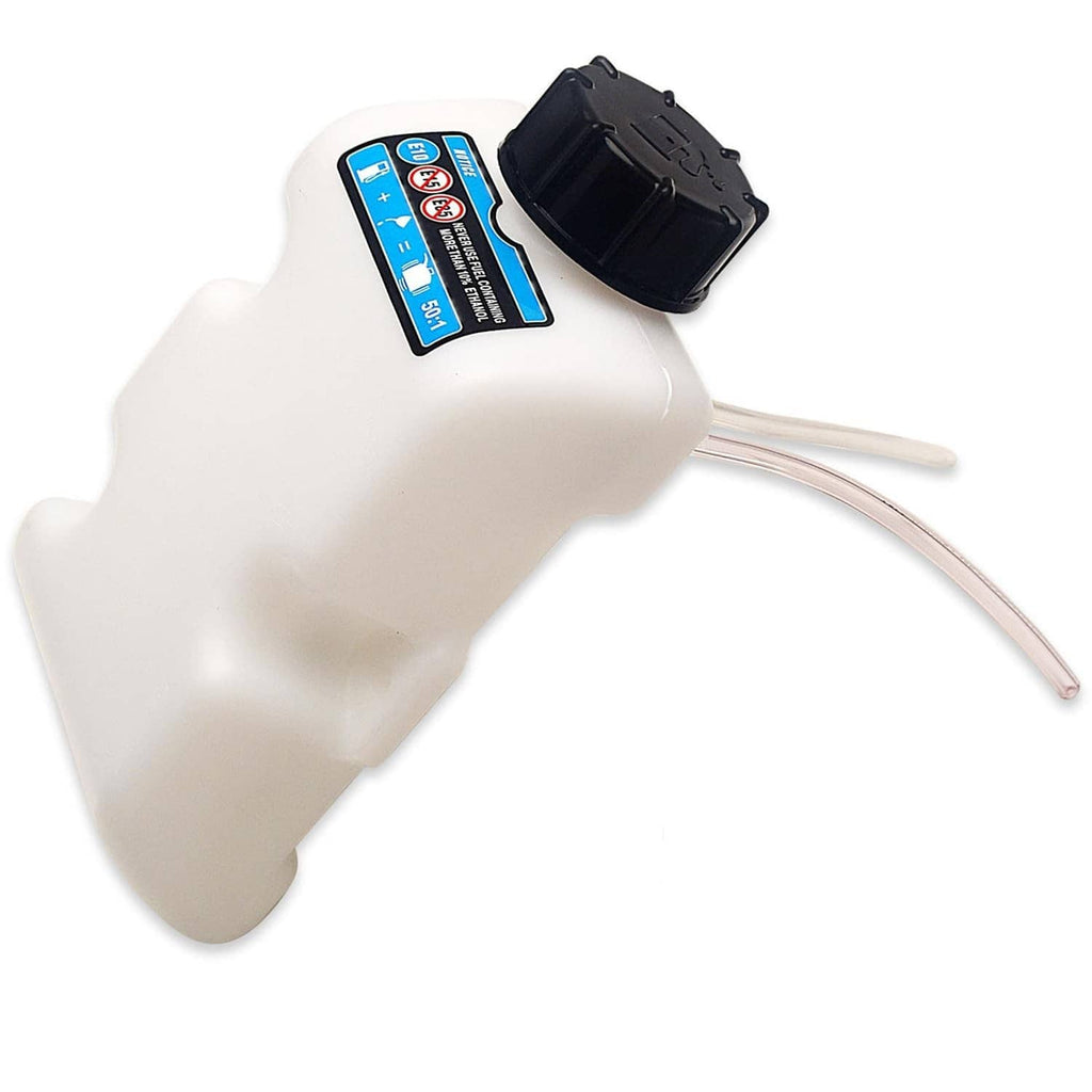 White fuel tank assembly replacement with cap, fuel lines, and inline filter
