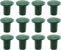 Green plastic mushroom rebar safety caps, screw-on round top with short stem, 12-pack