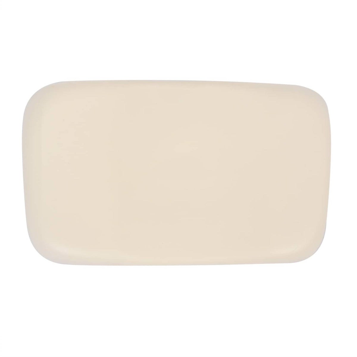 Off-white golf cart seat back cushion, flat front face with rounded corners