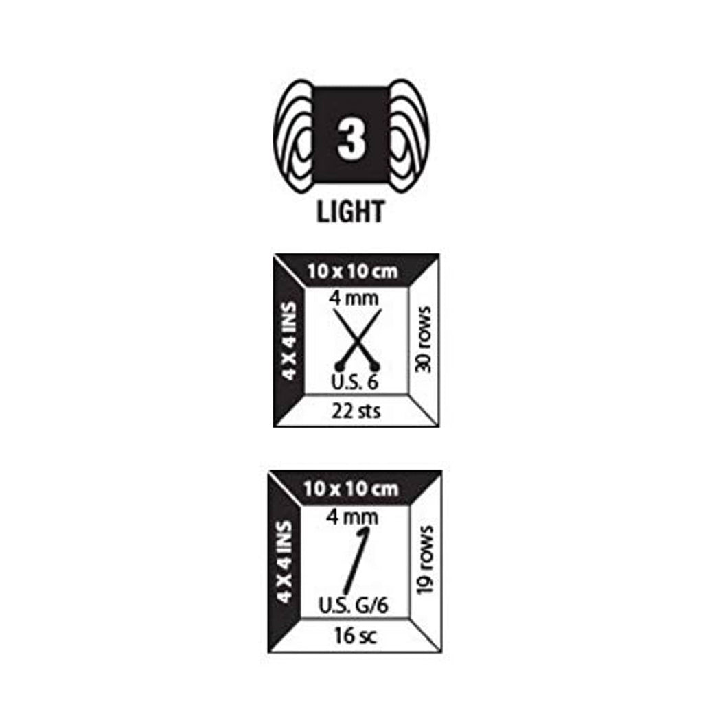 Bernat Softee Baby light gauge info: 4 mm needles, 22 sts, 30 rows