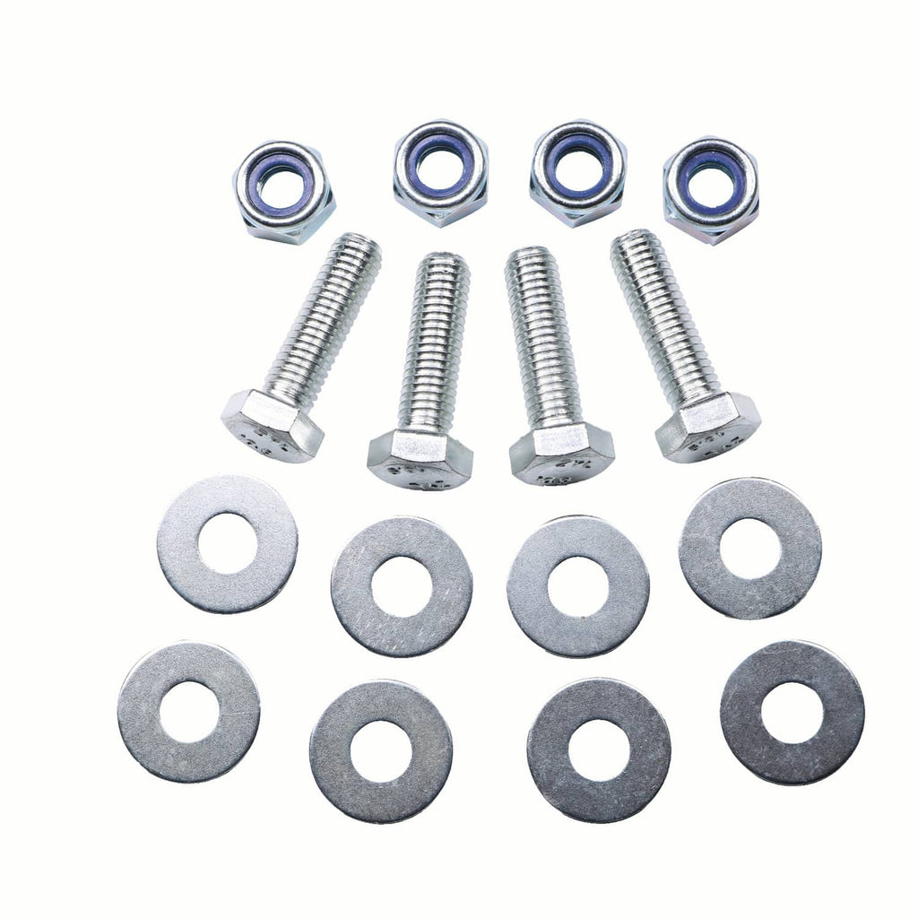 Hardware kit with bolts, nuts, and washers for rear leaf spring hanger shackle bracket
