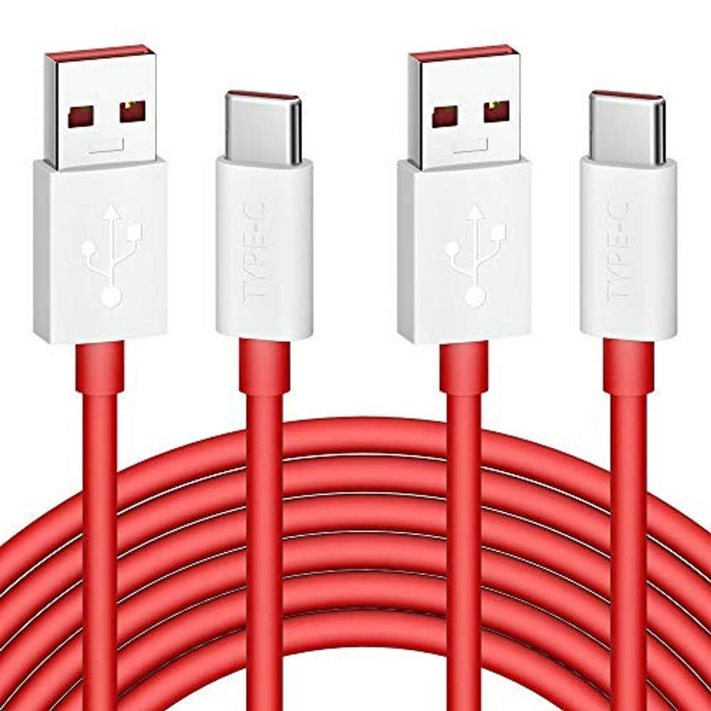 Red 2-pack USB-C cables with USB-A plugs and Type-C connectors