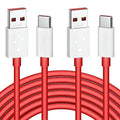 Red 2-pack USB-C cables with USB-A plugs and Type-C connectors