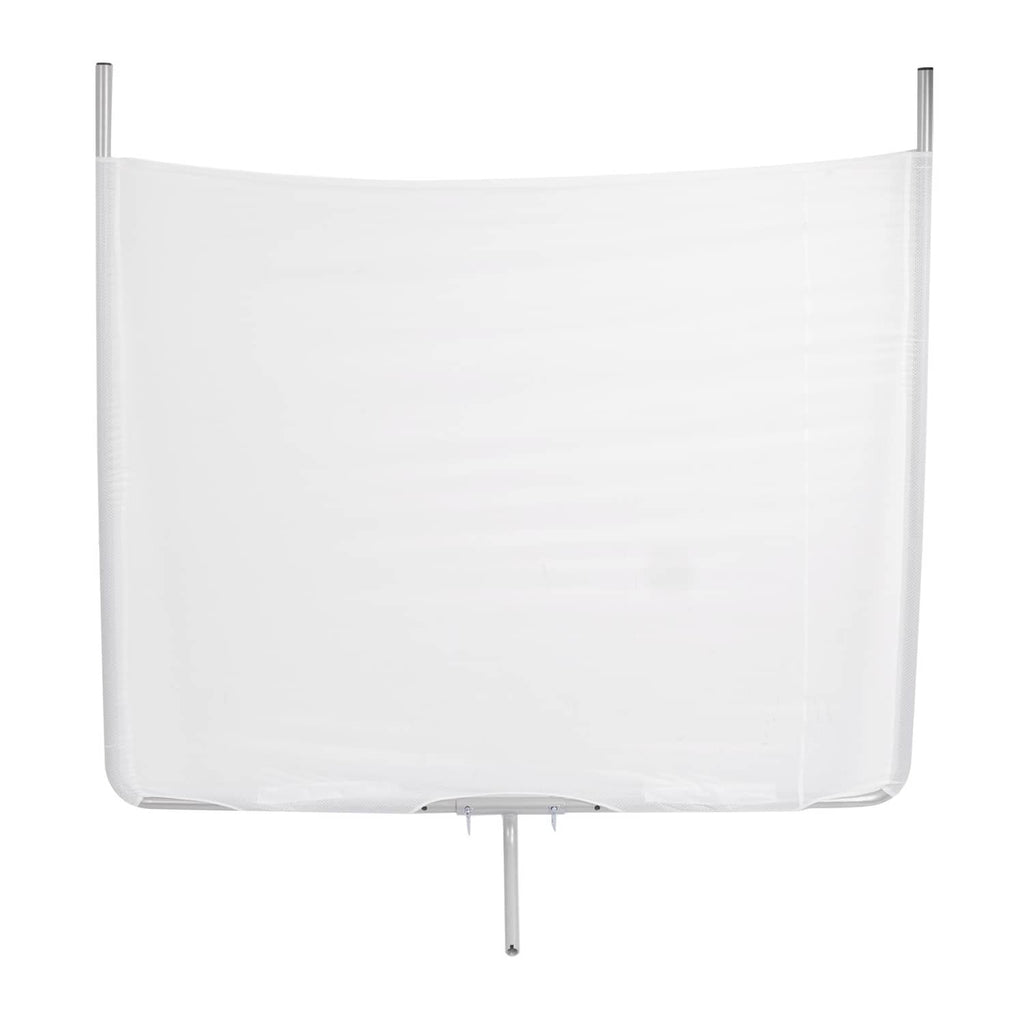 White boat sun shade with mesh fabric and silver aluminum support frame