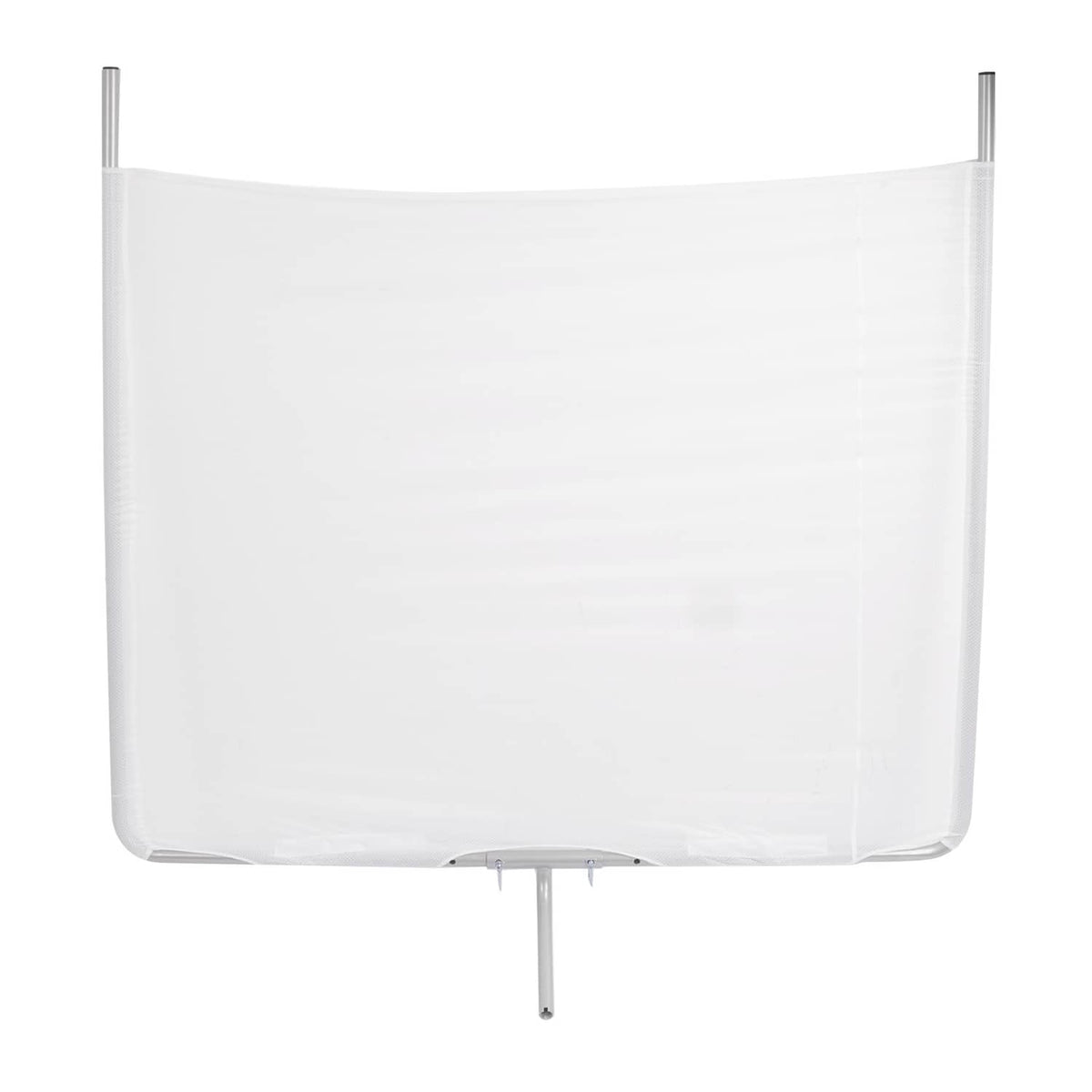 White boat sun shade with mesh fabric and silver aluminum support frame