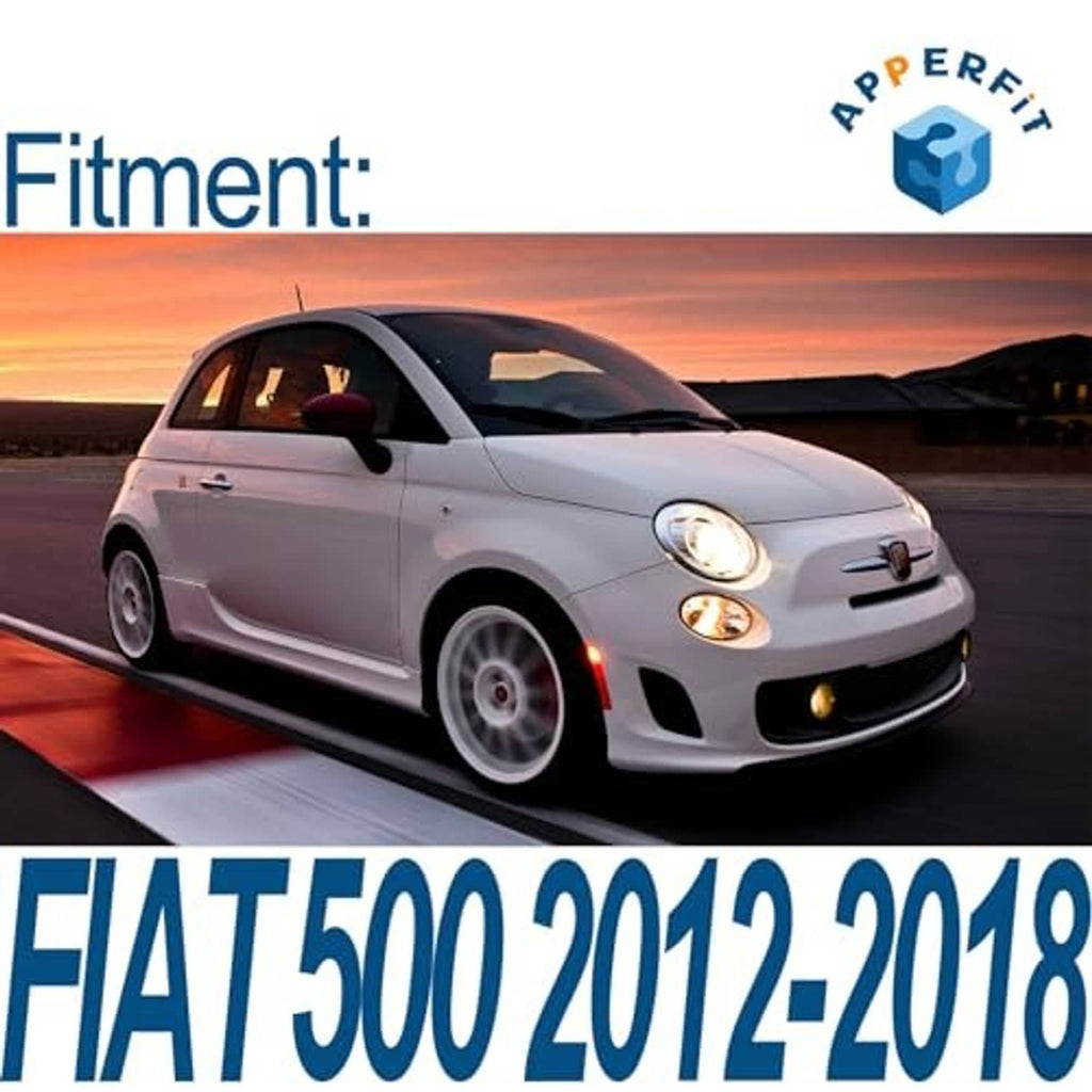 Chrome exterior door handle shown on a white Fiat 500 car