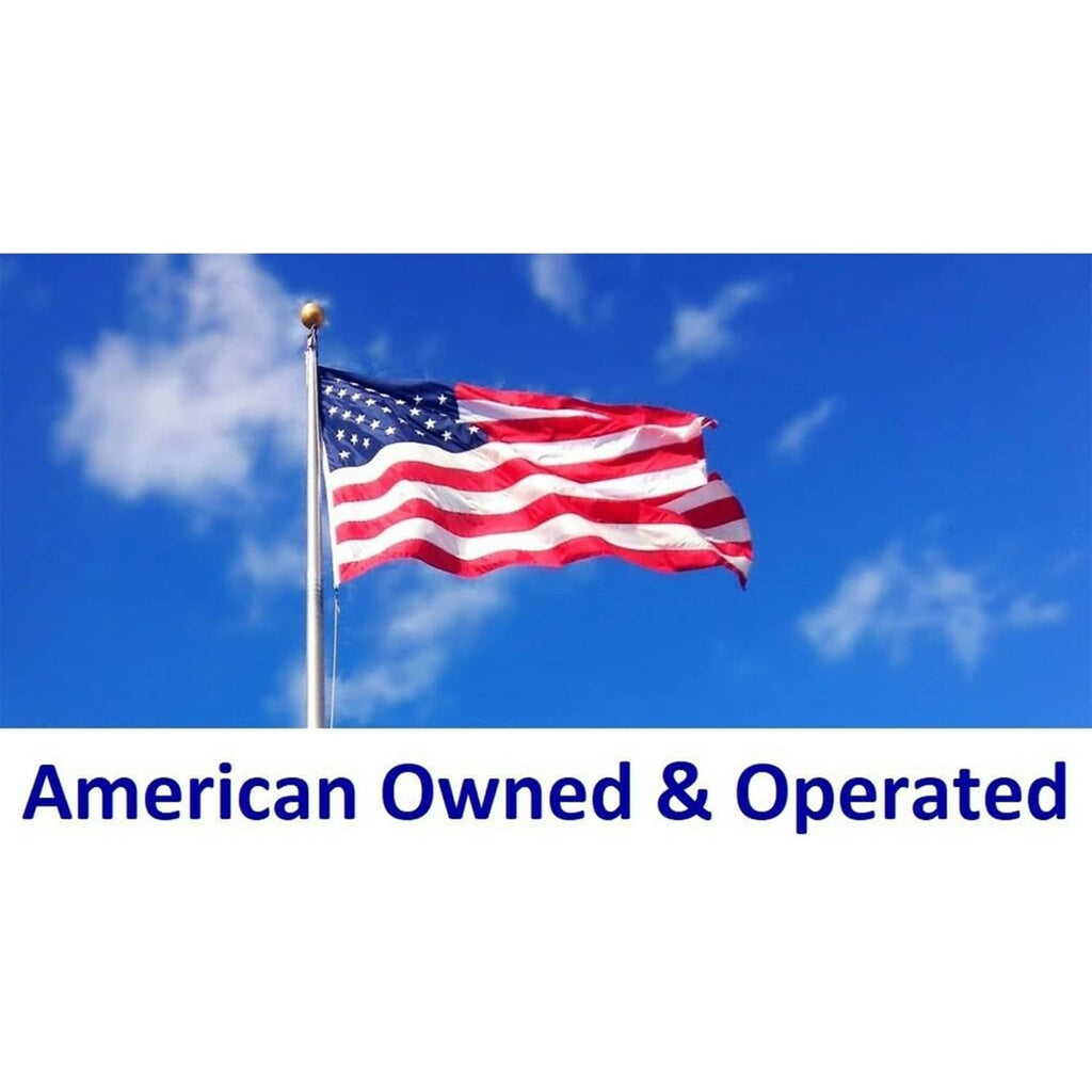 American flag with 'American Owned & Operated' text