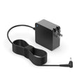 Black laptop charger with detachable power cable and plug