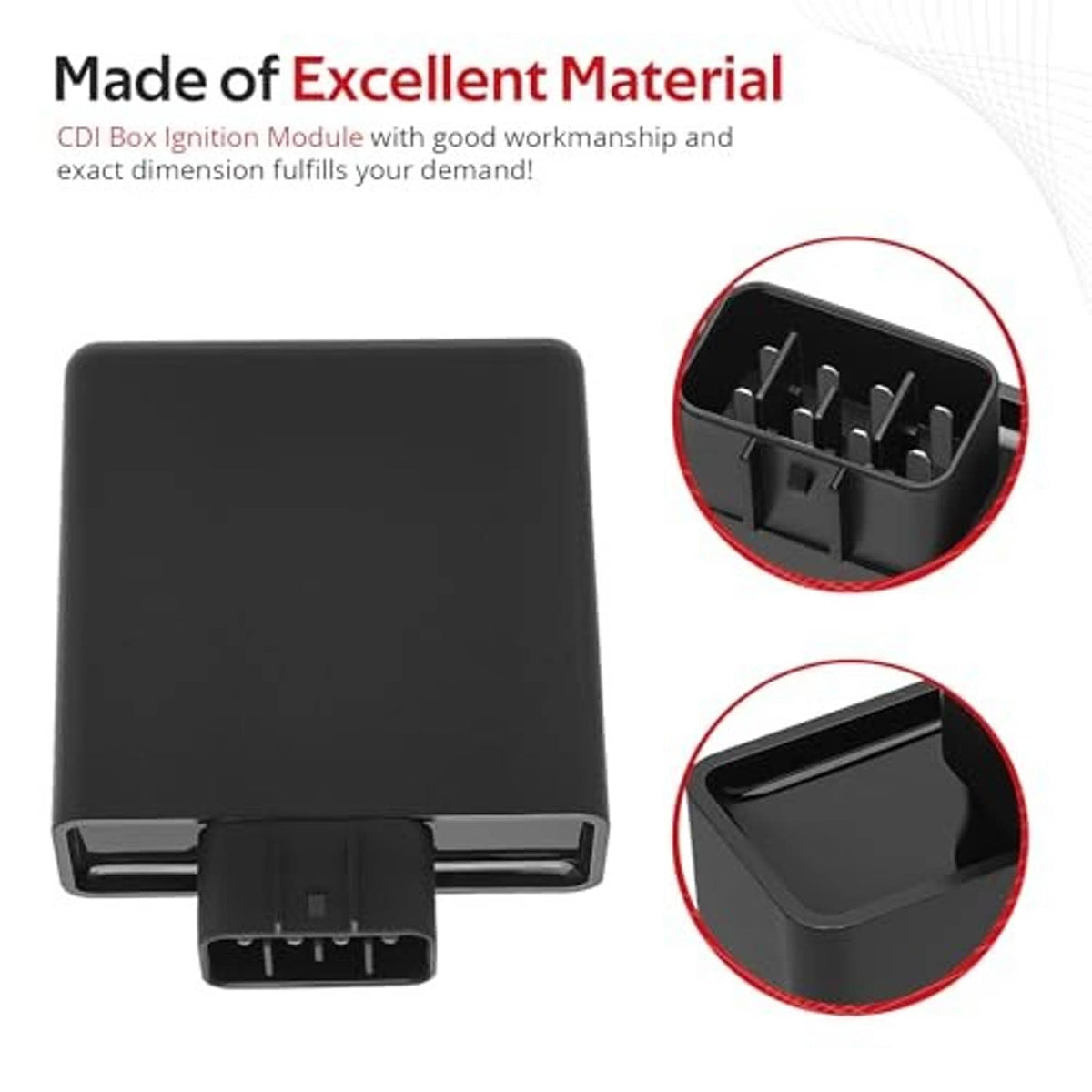 Black CDI ignition module with multi-pin connector and side access slot