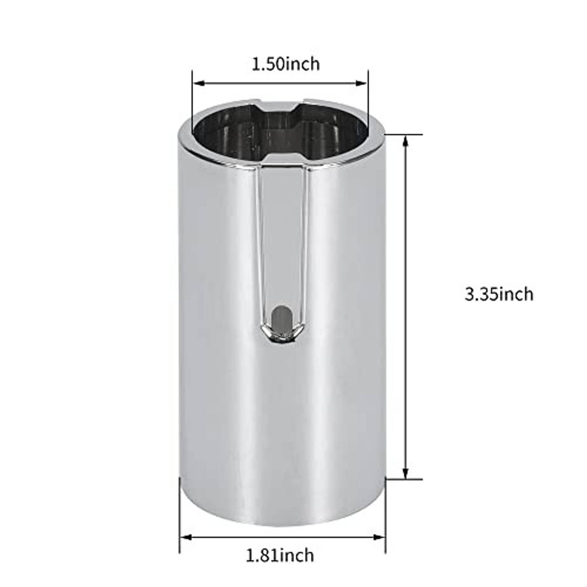 Silver lower shift knob cover cylinder with black inner opening and center slot
