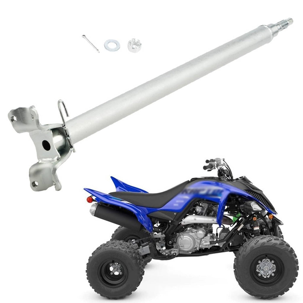 Silver steering stem shaft with mounting bracket and hardware for ATV
