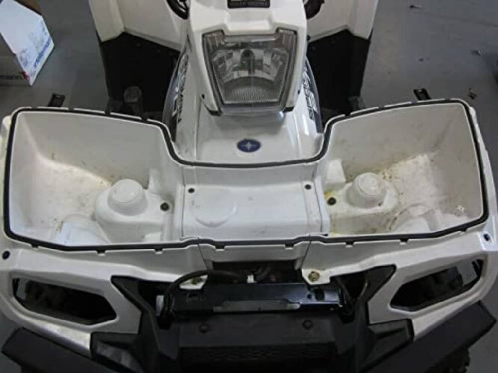 Front rack storage compartment installed with black rubber seal trim