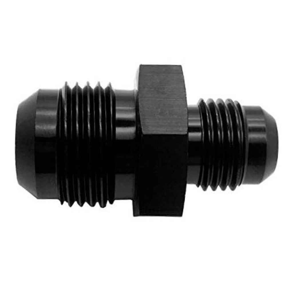 Black AN10 to AN6 male flare reducer hose fitting adapter with threaded ends