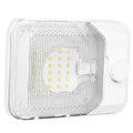 White RV LED dome ceiling light with LED array behind clear lens and side control switch
