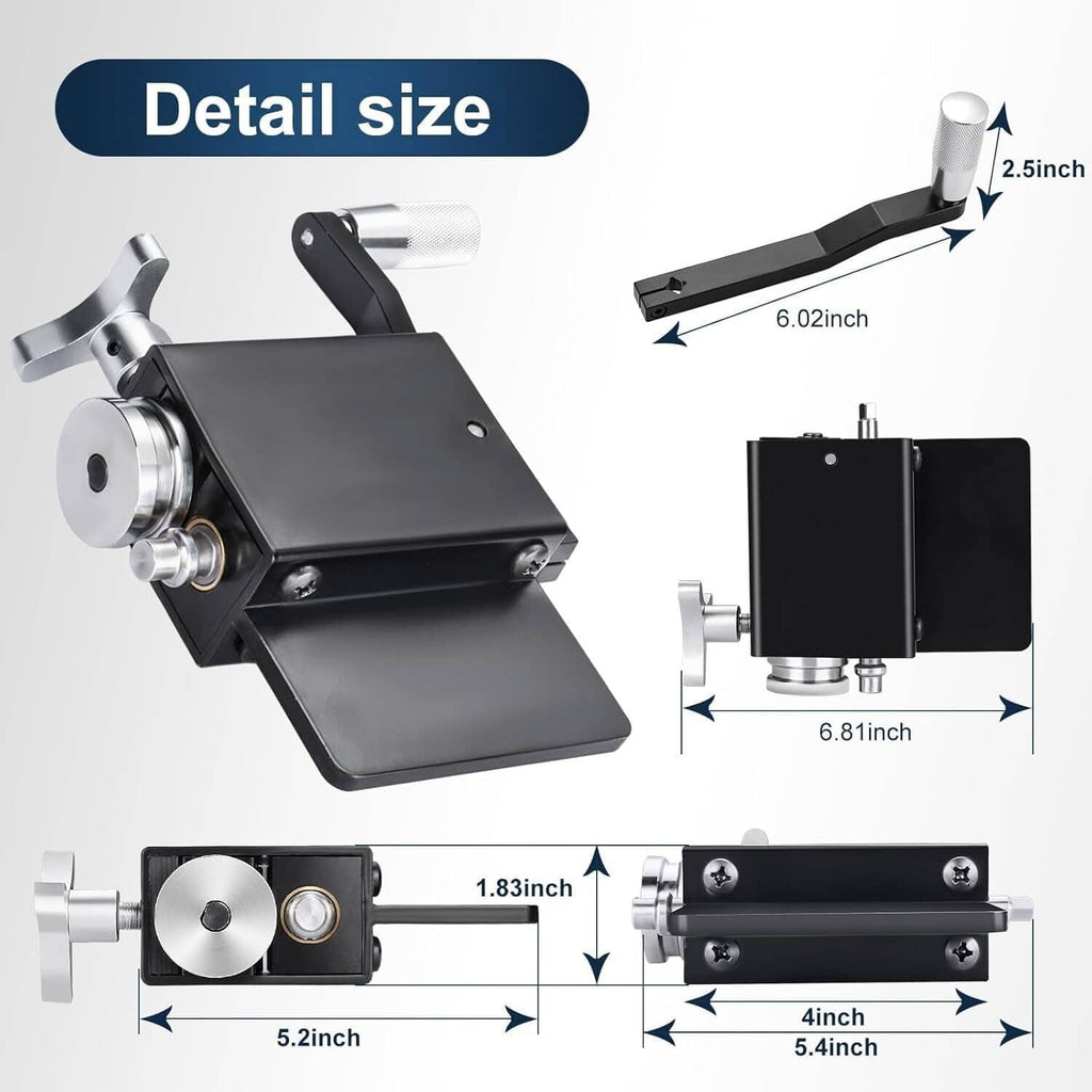 Tube pipe bead roller tool with clamp plates and adjustable handle, size diagram