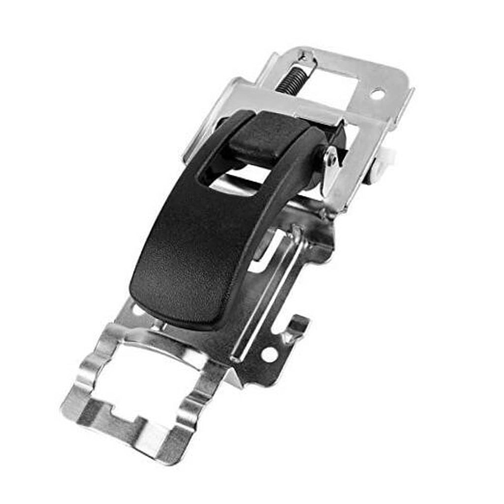 Left interior driver door handle assembly with black grip and chrome metal bracket