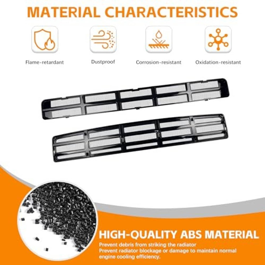 ABS mesh grille insert with black frame and gray bar mesh, shown as two panels.