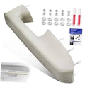 Gray front passenger armrest repair kit with armrest cover, screws, washers, and glue