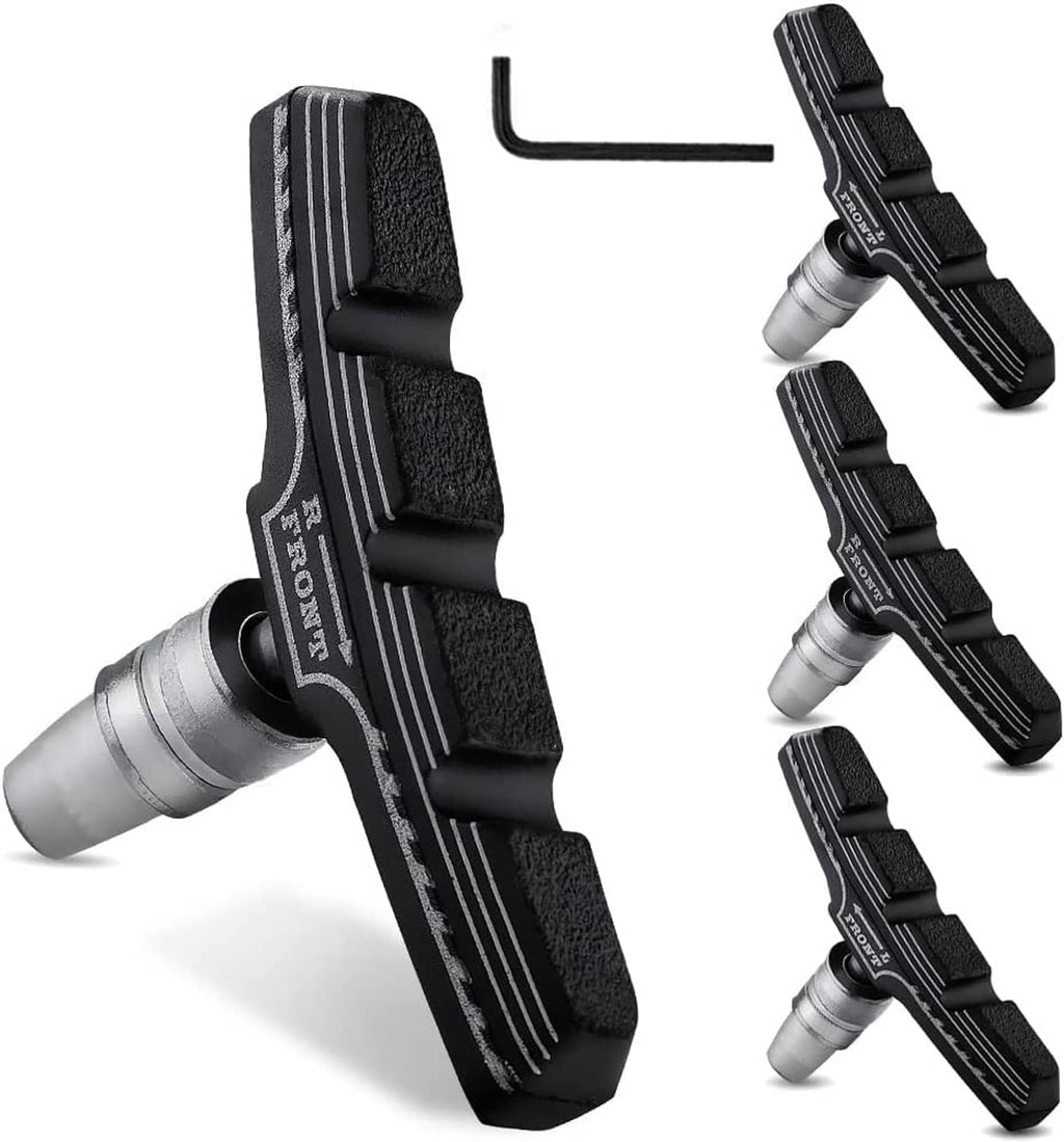 Black V-brake brake pad set with three pads each side and silver mounting pins