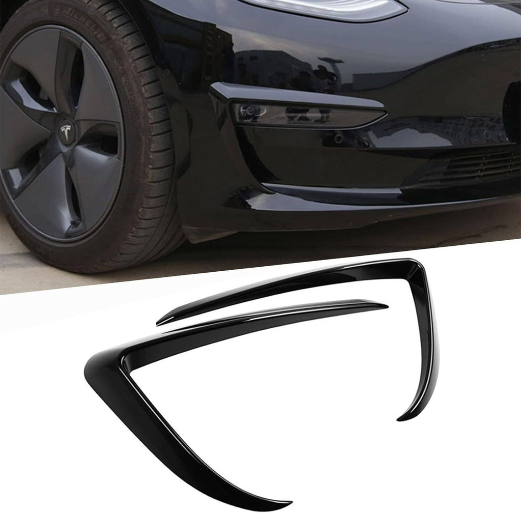 Gloss black fog light eyebrow cover trim, curved pieces shown with mounting area