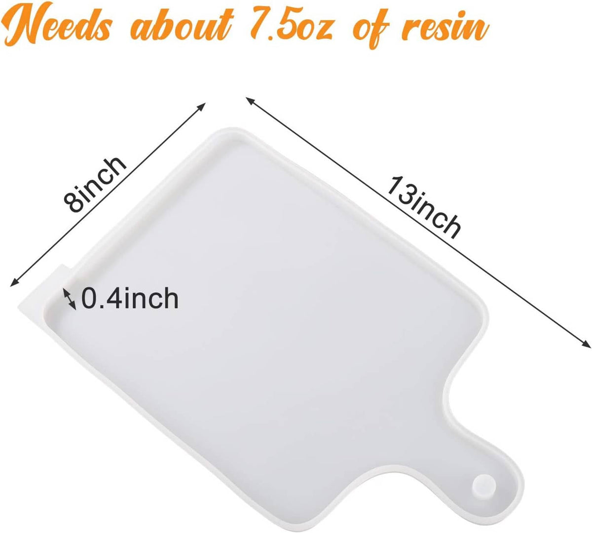 White rectangle silicone tray mold with two round handle holes and size markings
