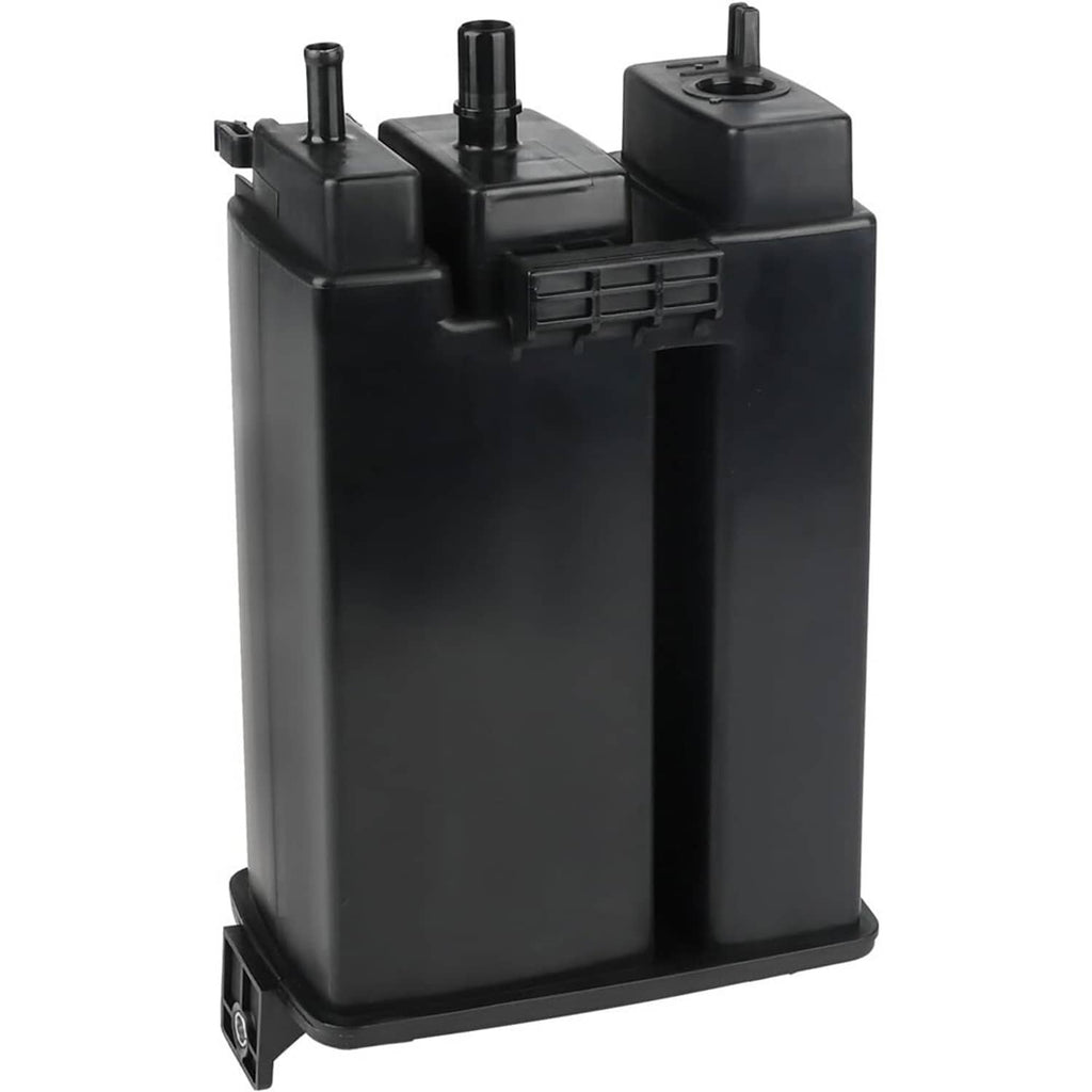 Black fuel vapor canister with three top posts and mounting base