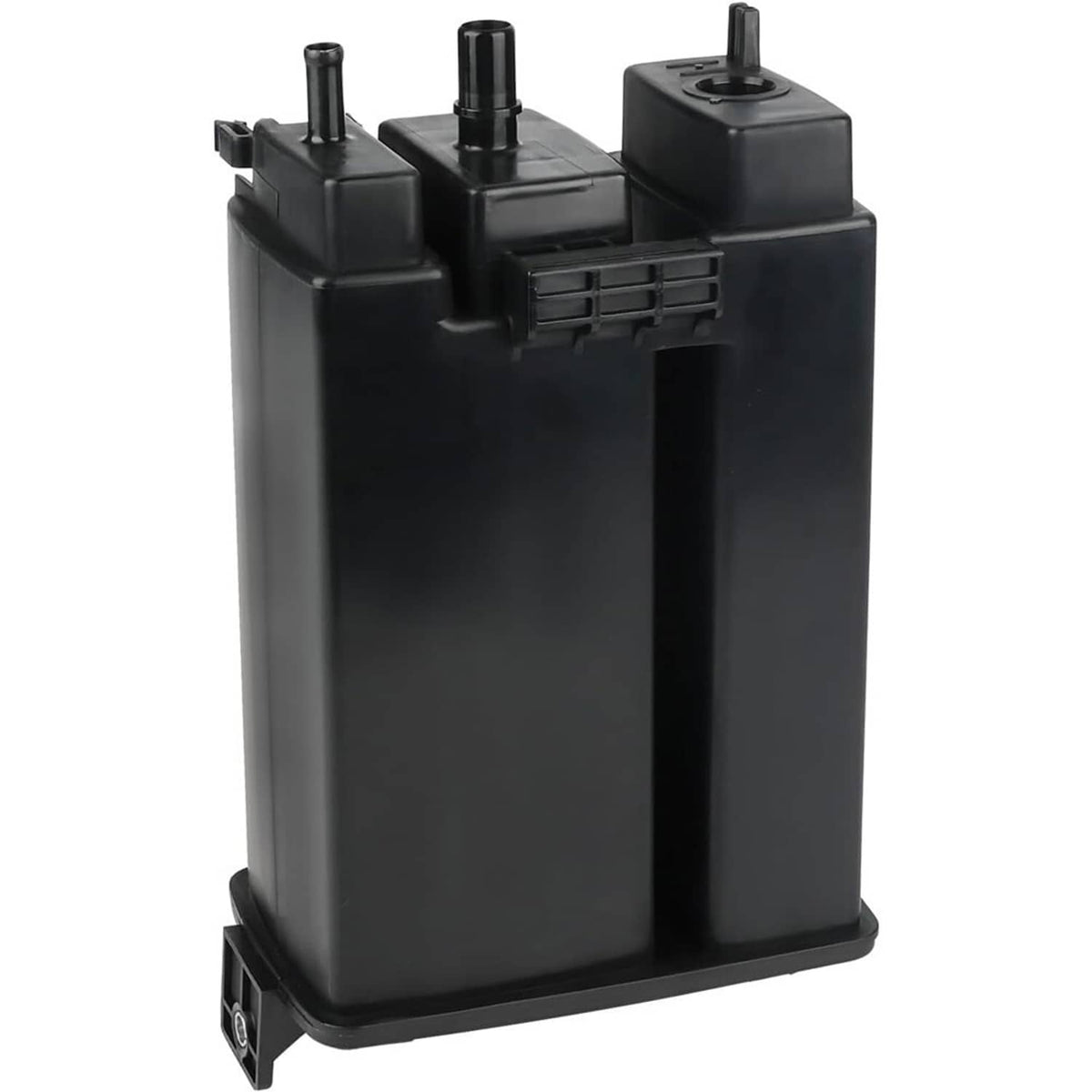 Black fuel vapor canister with three top posts and mounting base