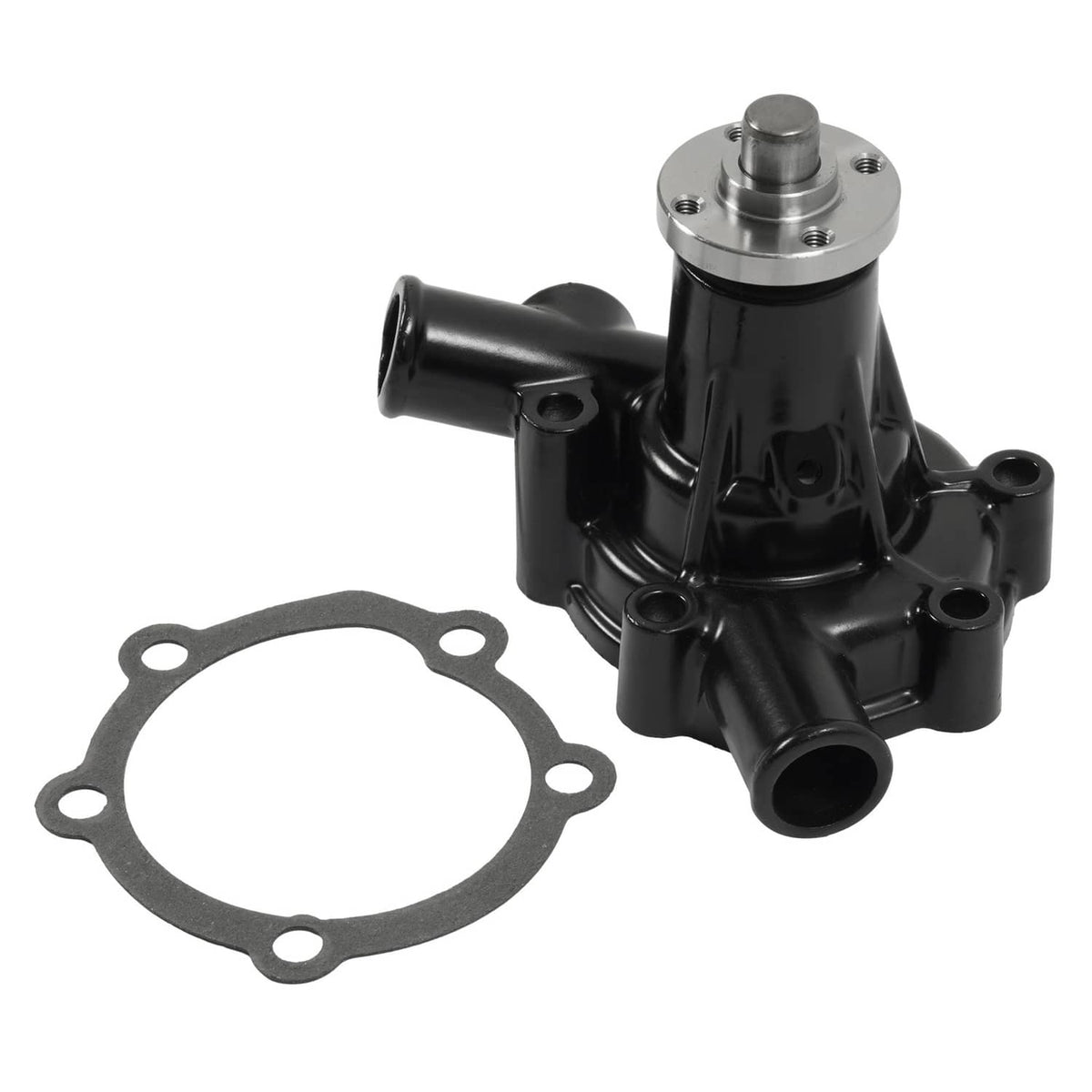 Water pump assembly, black body with silver shaft cap, with circular gasket