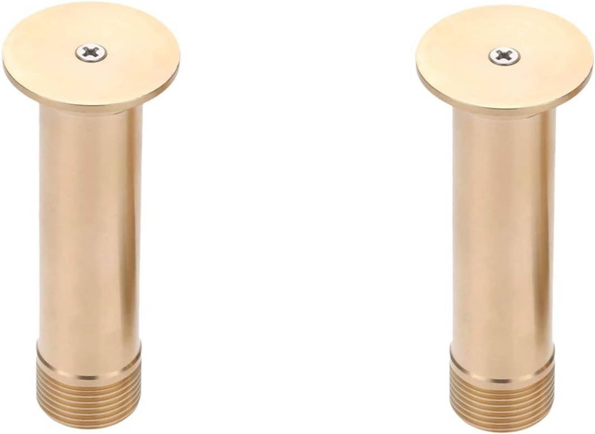 Brass fountain nozzle column with round flat top and threaded bottom