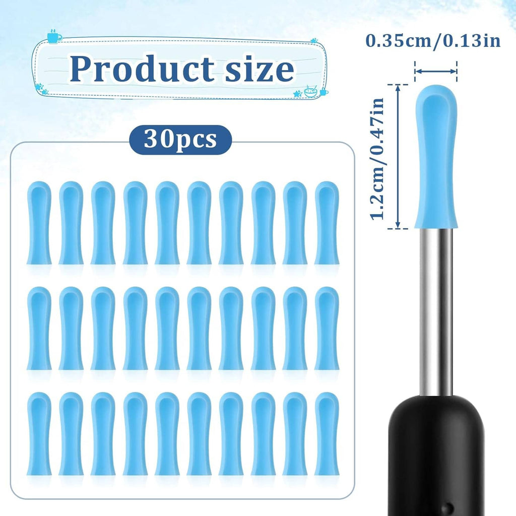 30-piece set of blue ear swab replacement tips with metal shafts and black base
