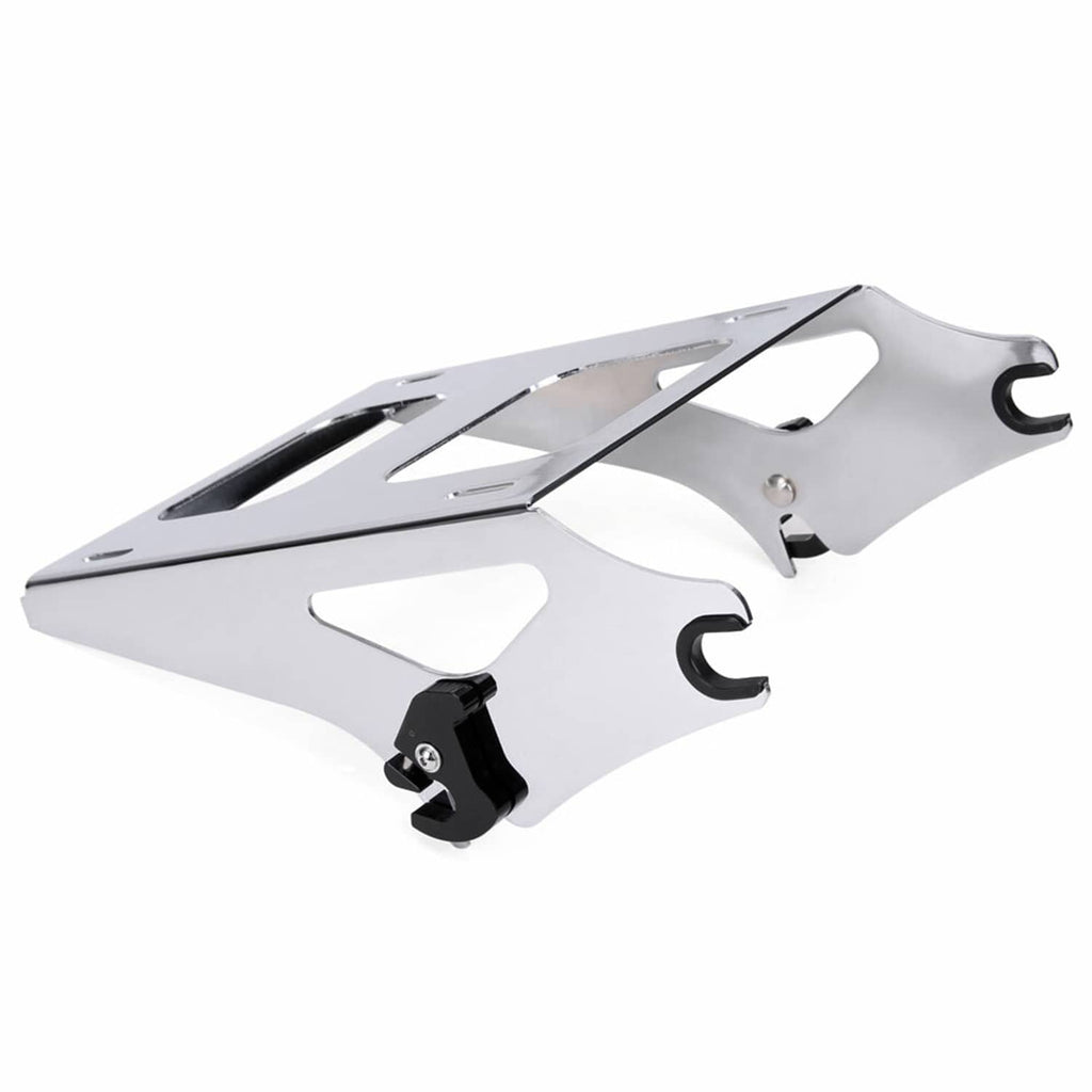 Chrome two-up luggage rack mount with two U-shaped hooks and bracket plates