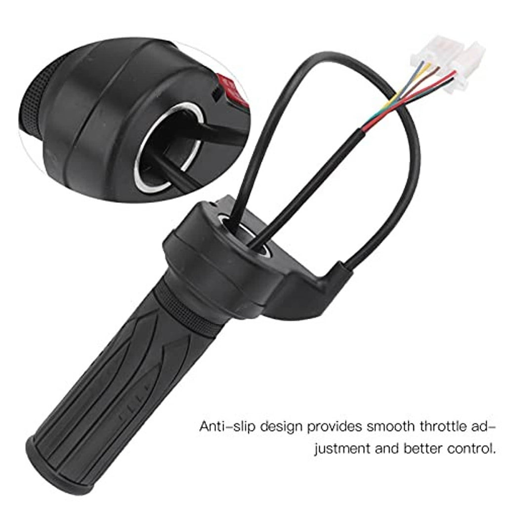 Black throttle grip with twist ring and attached multi-wire connector harness