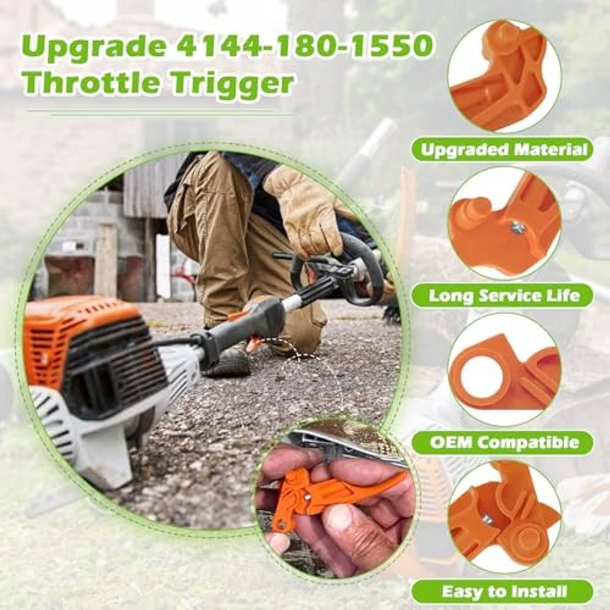 Orange throttle trigger lever upgrade, OEM-compatible replacement part