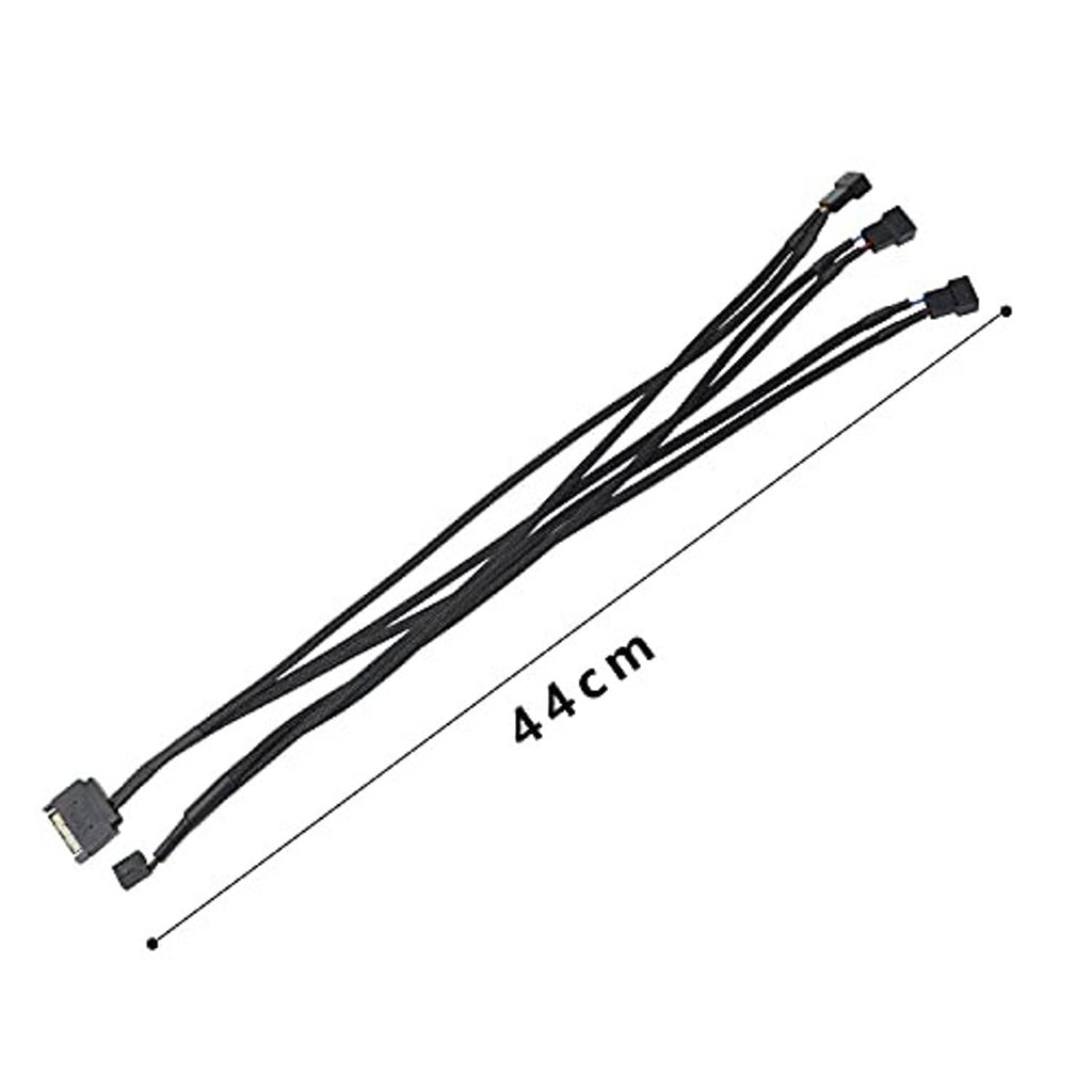 Black PWM fan adapter cable bundle, 44 cm length, with fan header connectors
