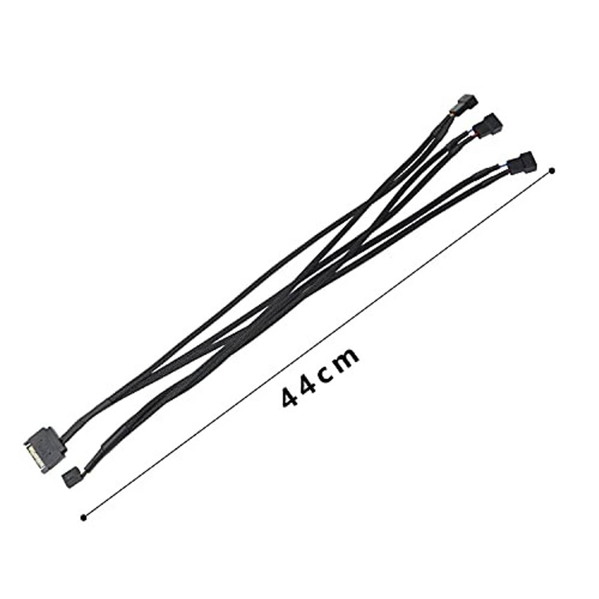 Black PWM fan adapter cable bundle, 44 cm length, with fan header connectors