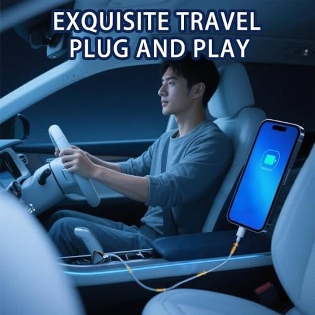 Black car cigarette lighter splitter adapter plugged into dashboard for phone charging